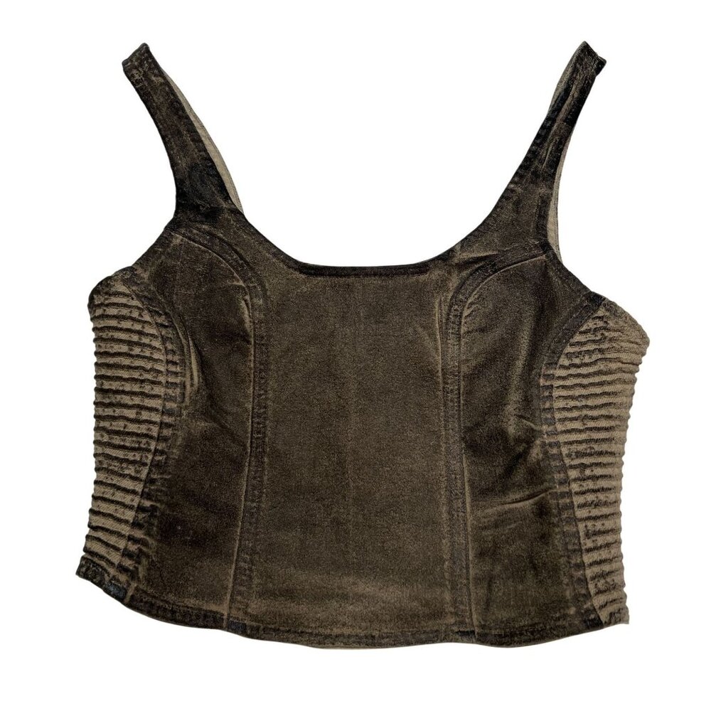 Revice Denim Corset Top in Green